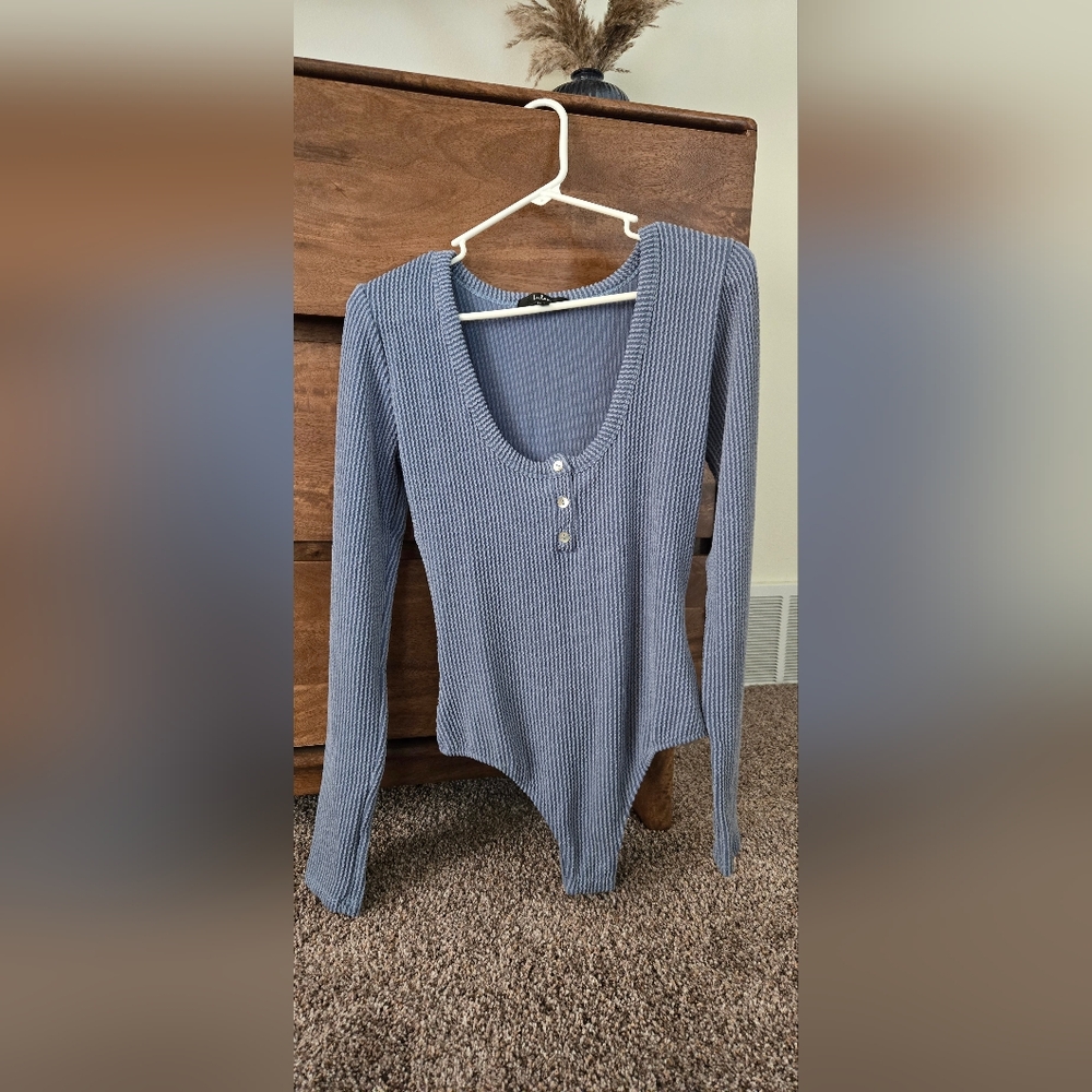 New! Lulus Blue Bodysuit, sz M